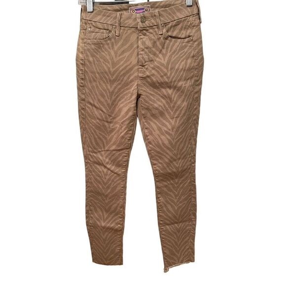 Mother Denim Womens The Looker Fray Sweet Stripes Jeans 25 Tan Tiger Stretchy - Picture 1 of 12